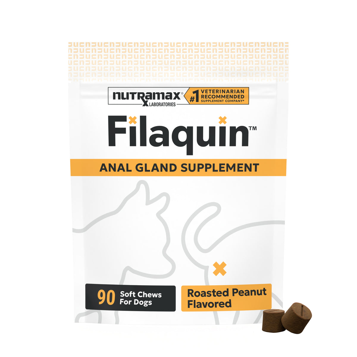 Nutramax Filaquin Anal Gland Supplement for Dogs, From the Makers of Proviable, with a Fiber Blend, Prebiotics, and Postbiotics for Digestive Health Support, 90 Count Soft Chews