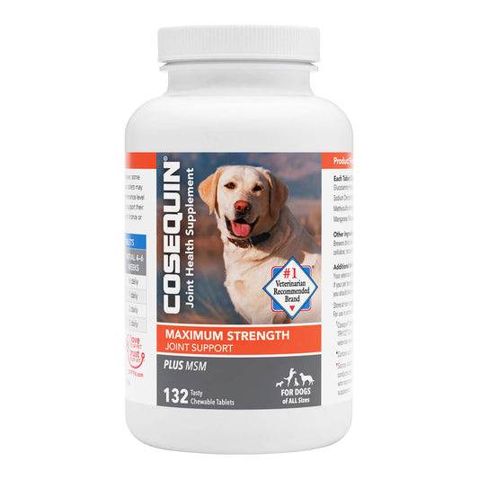 Cosequin Suplemento para la salud articular con MSM para perros, 132 comprimidos masticables, paquete de 2