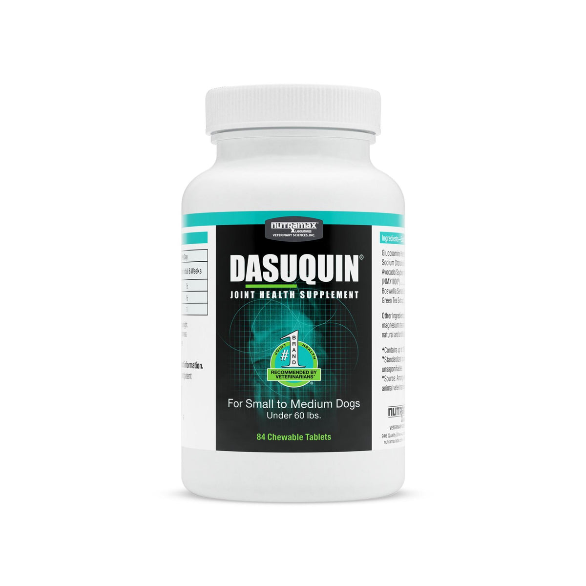 Nutramax Dasuquin para perros pequeños y medianos, suplemento para la salud articular, tabletas masticables, 84 unidades
