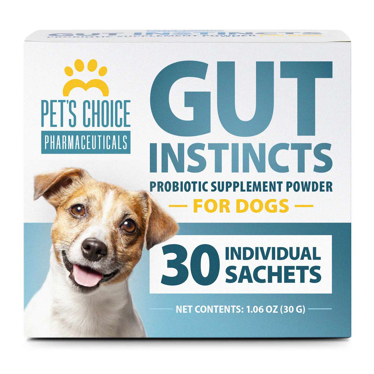 Pet's Choice Gut Instincts Probiotic Supplement Powder Packets for Dogs, 30 ct, Veterinary Formulated Dog Probiotics with Vitamins for Gut Health, Digestive Balance, Diarrhea Support, Chicken Flavor
