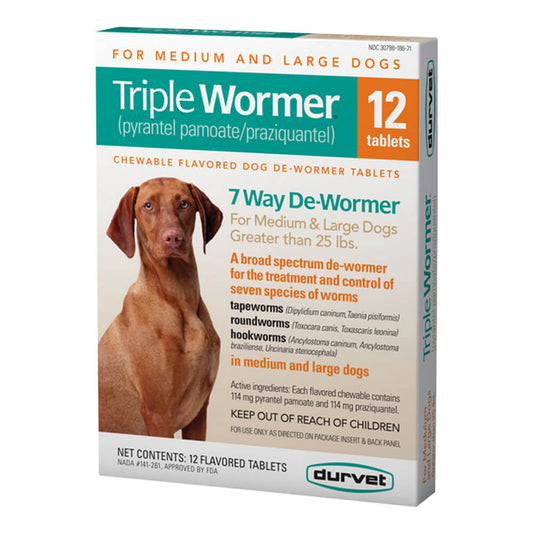 Triple Wormer Lg Dog 25.1-200lbs 114gm 12ct