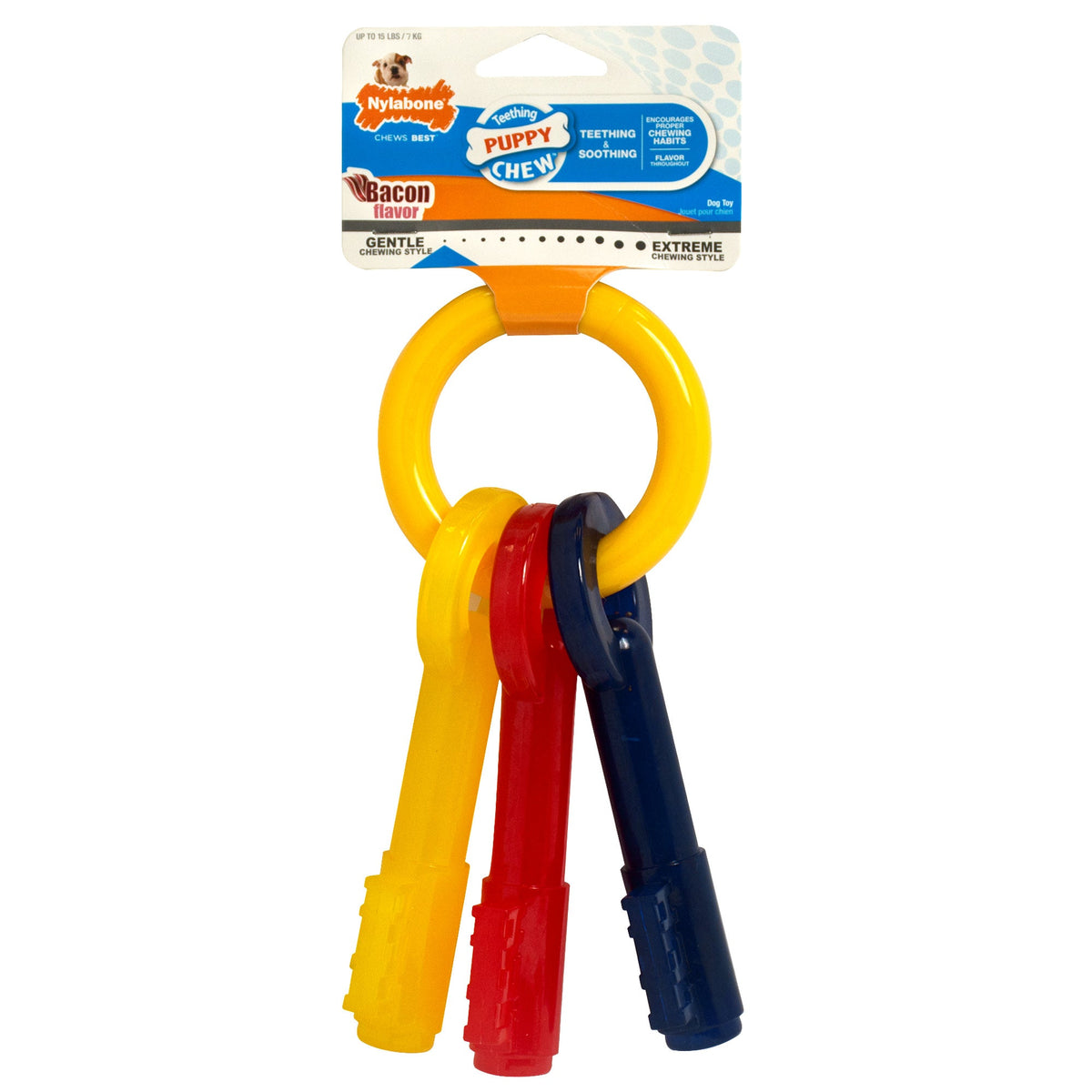 Nylabone Just for Puppies Teething Chew Toy Keys Chew Toy Keys Bacon 1ea/XS/Petite - Up To 15 lb