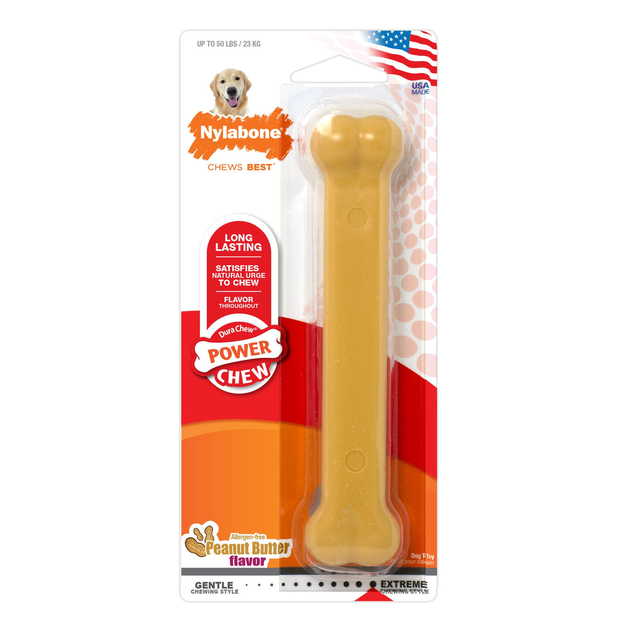 Nylabone Power Chew Dog Toy Peanut Butter 1ea/Large/Giant - Up To 50 lb