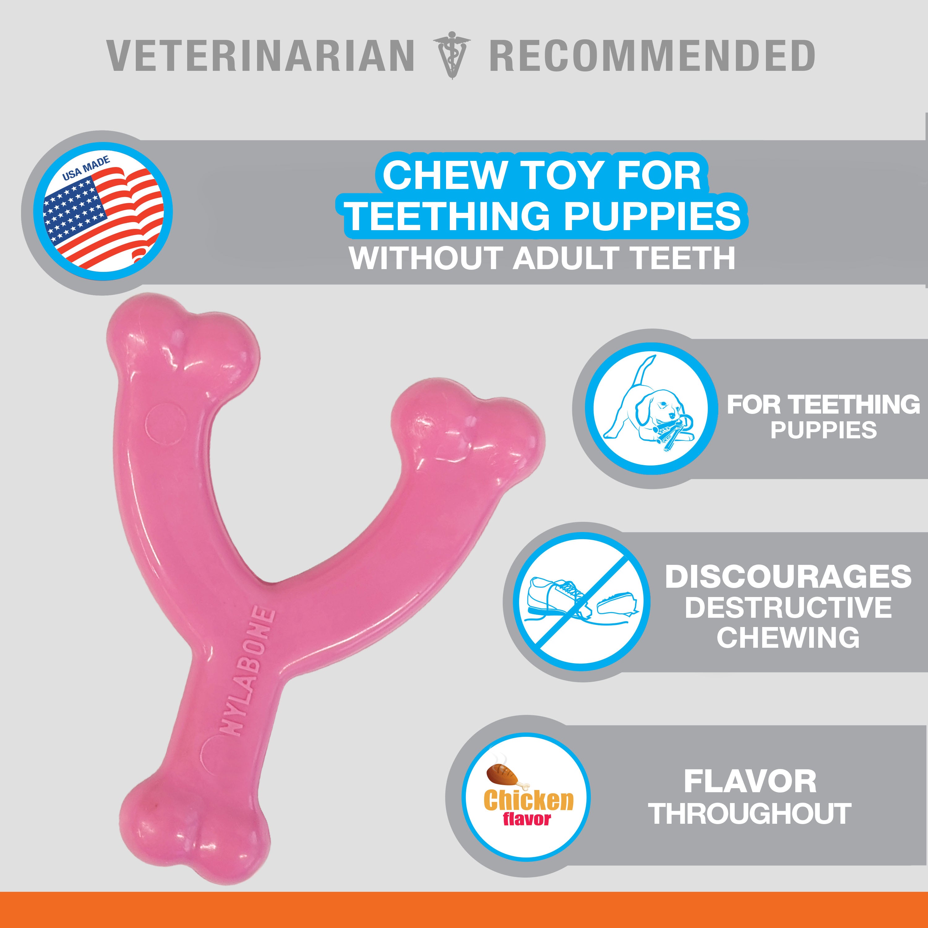 Nylabone Puppy Chew Toy Wishbone Chicken Pink 1ea/XS/Petite - Up To 15 lb