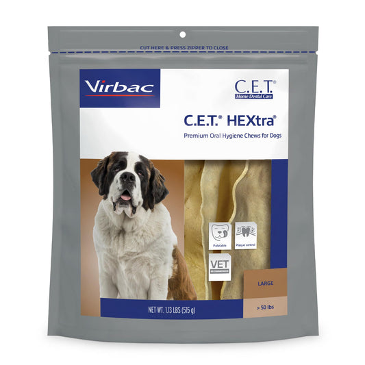 Virbac CET HEXtra Premium, masticables para la higiene bucal de perros, 30 unidades, extra grandes