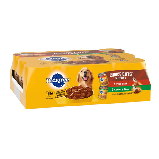 Pedigree Choice Cuts in Gravy Adult Wet Dog Food Variety Pack (Beef, Country Stew) 158.7oz 12pk