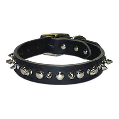Omni Pet Latigo Leather 1 Ply Spiked Dog Collar Black  1/2 x 14in.