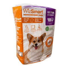 WizSmart Heavyweight Dog Pee Pads for Large Dogs, Puppies, Seniors – Ultra Absorbent, Leak Proof, Odor Control, Quick Dry, XL Training Pads with Stay Put Tabs – 23.5" x 22", 10 Cup Capacity