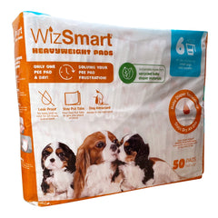 Wizsmart Heavyweight Dog Pads – Absorbent, Leak-Proof Pet Training Pads with Stay Put Tabs – Indoor & Outdoor Use for Small Dogs, Crates, Travel –  Eco Friendly Upcycled Materials, 50 Count