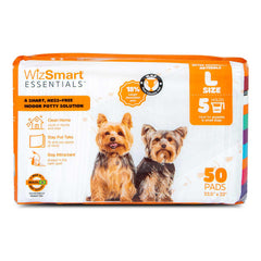 WizSmart Essentials Large Dog Pads, 23.5" x 22", Extra Absorbent Puppy Training Pads, Indoor Potty Pads, Leakproof Gel Pads for Small Dogs, Crate, House, Travel, Eco-Friendly, Non-Slip - 50 Count