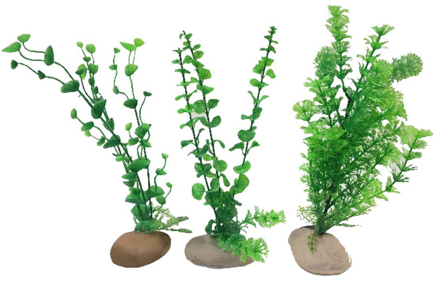Penn-Plax Rock Plant Ornament Green 12in