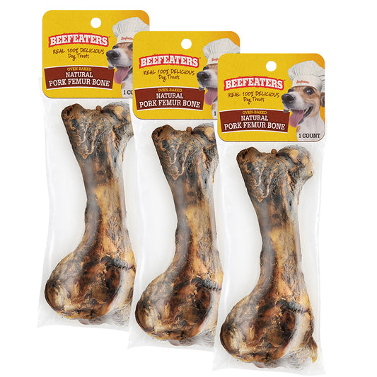 Beefeaters Natural Pork Femur Bones, 3 pack