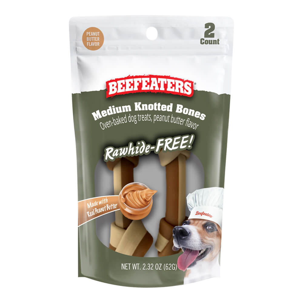 Beefeaters Rawhide Free Knotted Bone, Medium, 2ct, Case of 12