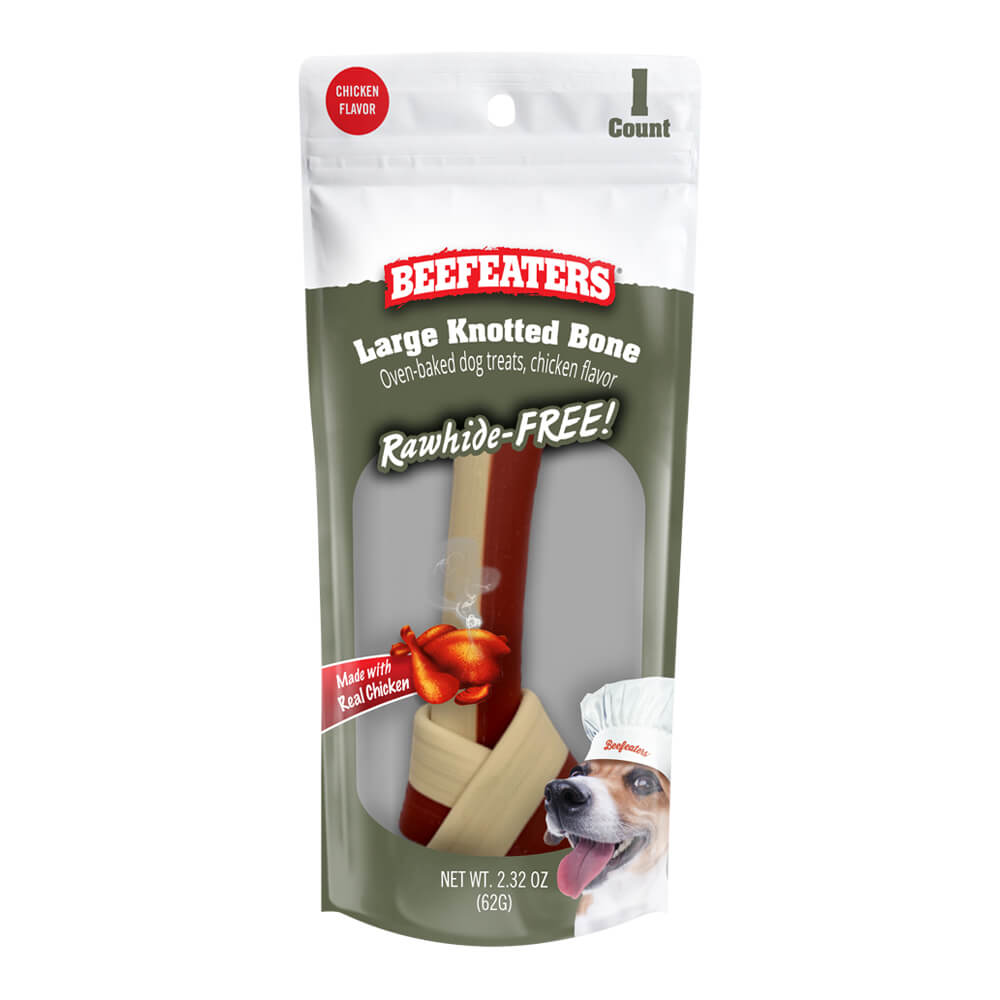 Beefeaters Rawhide Free Knotted Bone, Large, 1ct, Case of 12
