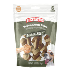 Beefeaters Rawhide Free Knotted Bone, Medium, 6ct