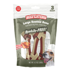 Beefeaters Rawhide Free Knotted Bone, Large, 3ct