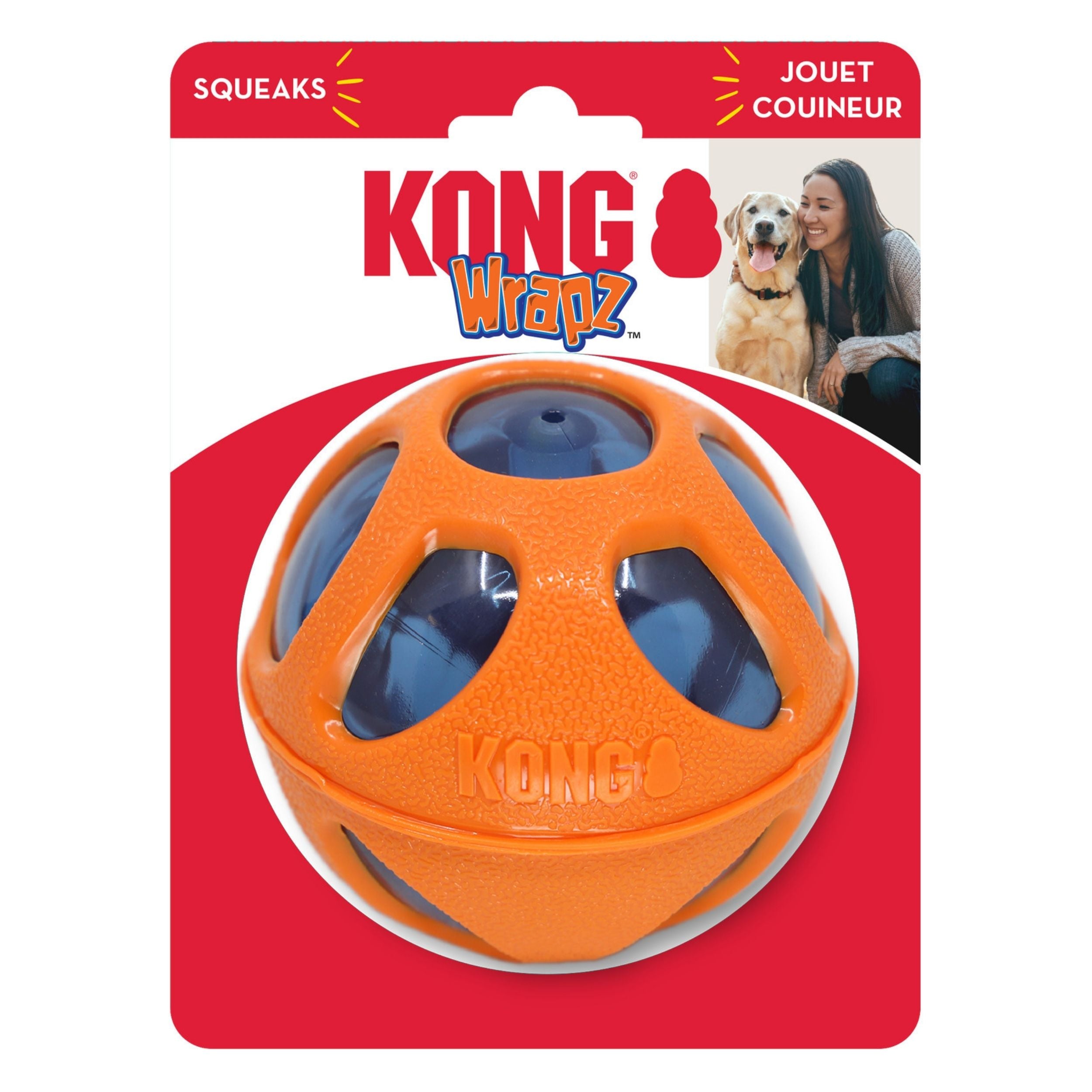 Kong Wrapz Dog Toy Ball Orange 1ea/Lg Default Title