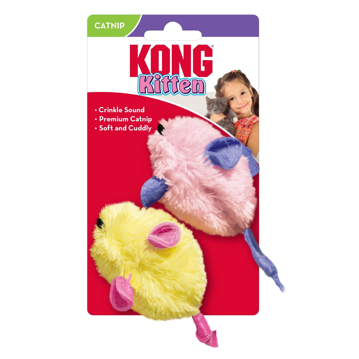 KONG Kitten Plush Catnip Mice Toy Assorted 1ea/One Size, 2 pk Default Title