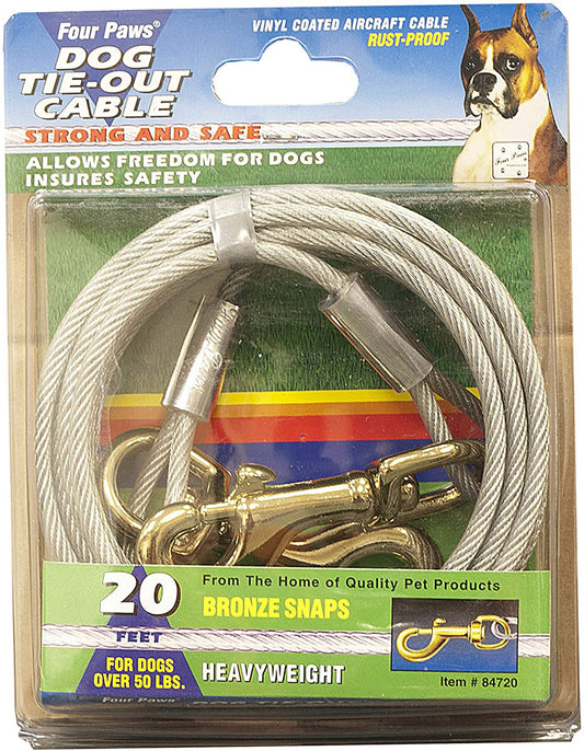 Four Paws Heavy Weight Tie Out Cable Silver 20ft