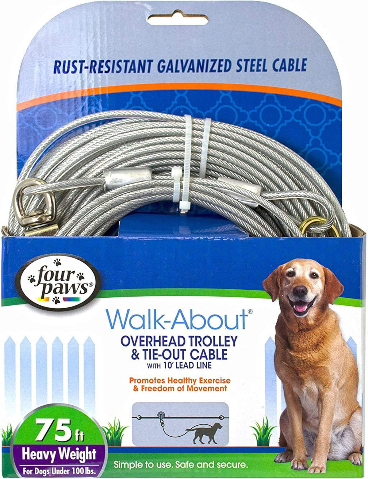 Four Paws Heavy Weight Dog Trolley Exerciser Silver, 1ea/75 Foot