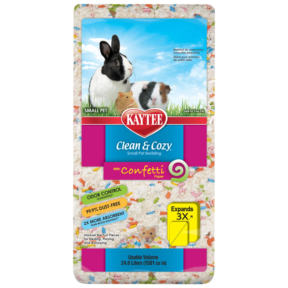 Kaytee Clean  Cozy Confetti Bedding White Paper Bedding with Colored Confetti Paper, 1ea/24.6 l
