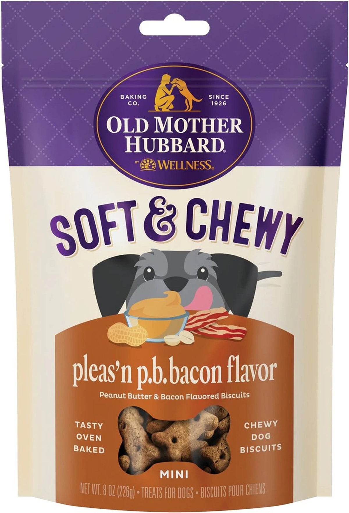 Omh Mini Soft Tasty Pnutbutter Bacon 8oz. Chewy Biscuits