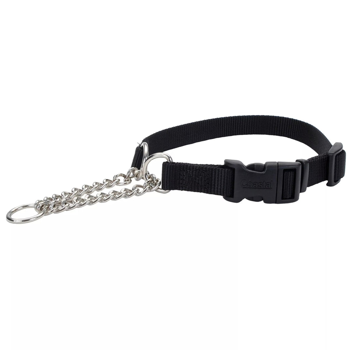 Coastal Adjustable Check Training Collar with Buckle for Dogs Black Large 3/4" X 18"-22"