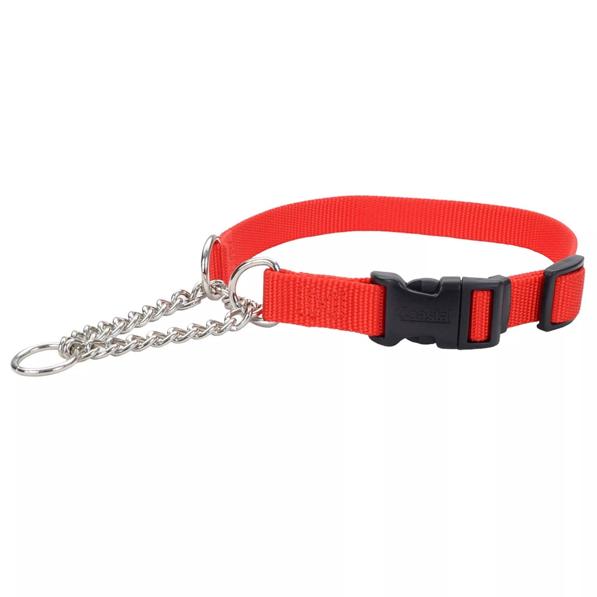 Coastal Adjustable Check Training Collar with Buckle for Dogs Red Large 3/4" X 18" - 22"