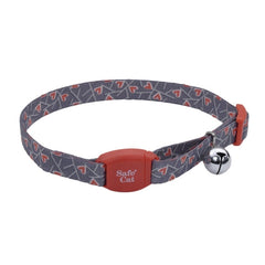Coastal Safe Cat Adjustable Breakaway Salmon Heart Charcoal