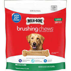 Milk-Bone Brushing Chews Dog Treat Original 1ea/LG, 50+Lb, 18 ct