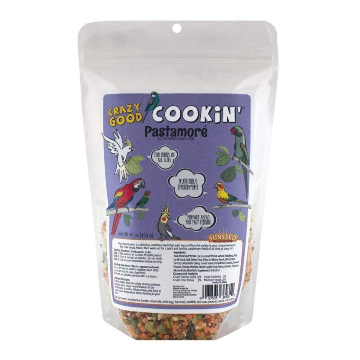 Sun Seed Crazy Good Cookin' Pastamore Bird Treat 1ea/16oz.