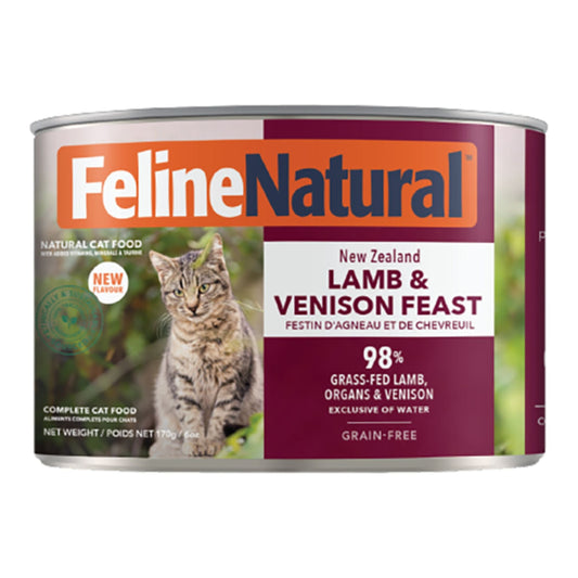 Feline Natural Cat Grain Free Canned New Zealand Lamb & Venison Feast 6oz. (Case of 12)
