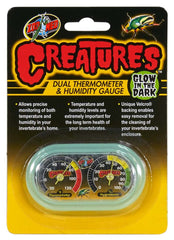 Zoo Med Creatures Dual Thermometer  Humidity Gauge Glow in the Dark Green, 1ea