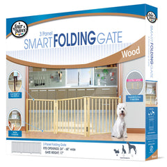 Four Paws Smart Design Folding Freestanding Gate 3 Panel Beige 24″ – 68″ x 1″ x 17″ – 100203591