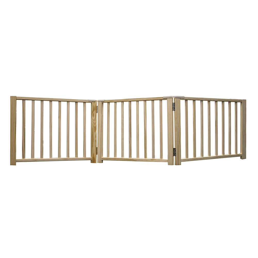 Four Paws Smart Design Folding Freestanding Gate 3 Panel Beige 24″ – 68″ x 1″ x 17″ – 100203591