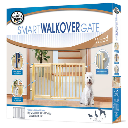 Four Paws Smart Design Walkover Pressure Mounted Gate with Door Beige 30″ – 44″ x 1″ x 18″ – 100203595