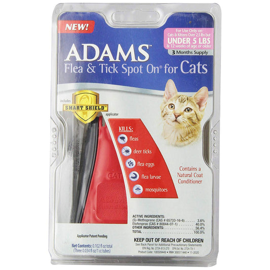 Adams Plus Flea and Tick Spot on Cats Under 5 lbs. 3 Month Supply – 100538056