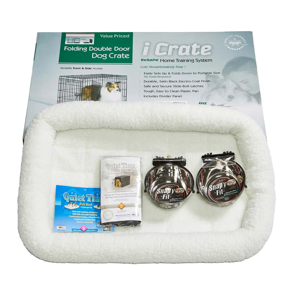 Kit de jaula para perros Midwest iCrate, tamaño mediano, 76 x 48 x 53 cm (30″ x 19″ x 21″) – 1530DD-KIT