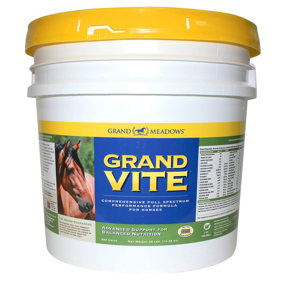Grand Vite Horse Vitamins Supplement, 25 lb – Full Spectrum Equine Vitamins, Minerals, Amino Acids, Biotin, Omega – Daily Nutritional Support for Coat, Digestion, Senior & Breeding Horses