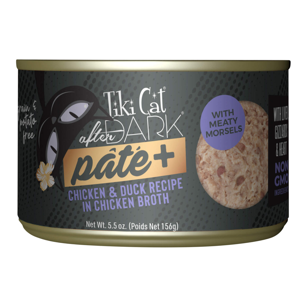 Tiki Cat After Dark Pate+ Wet Cat Food, Chicken & Duck, 5.5 oz. Cans, 8 Count