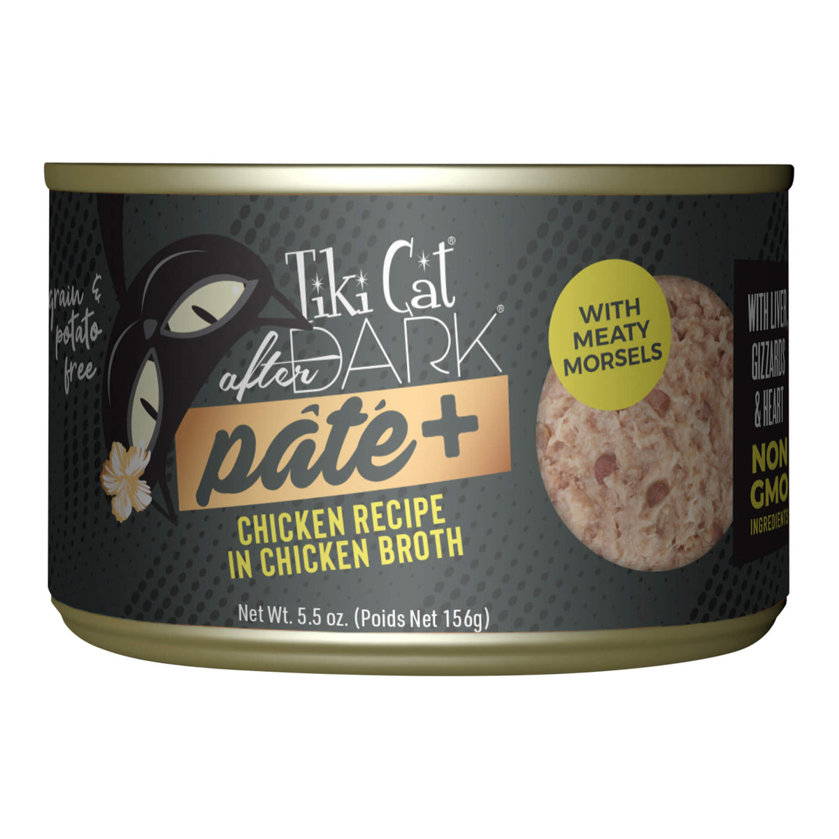 Tiki Cat After Dark Pate+ Wet Cat Food, Chicken, 5.5 oz. Cans, 8 Count