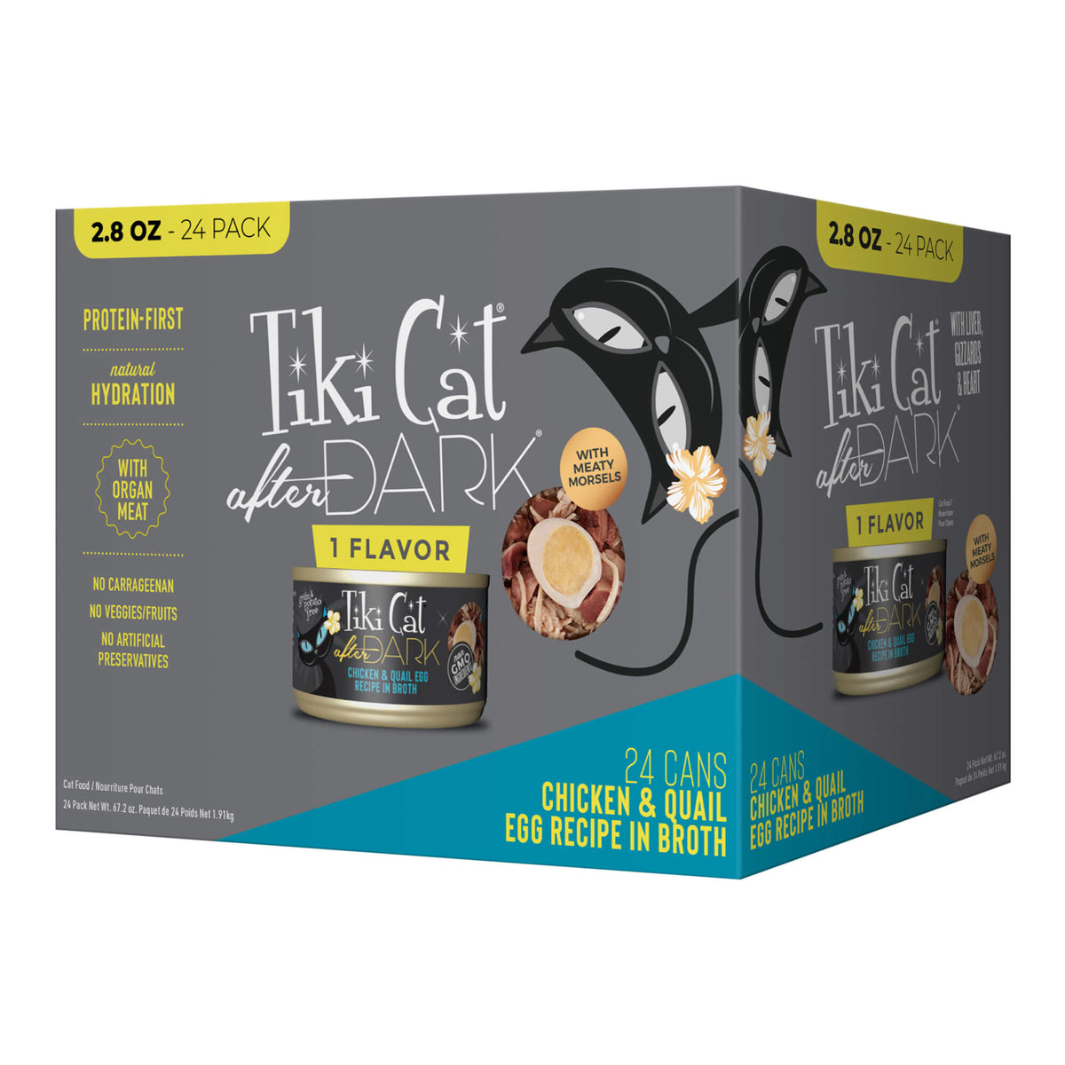 Tiki Cat After Dark Wet Cat Food, Chicken & Quail Egg Multi Pack, 2.8 oz. Cans, 24 Count