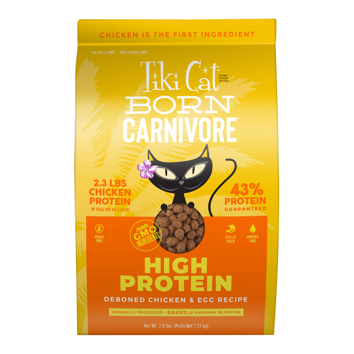 Tiki Cat Born Carnivore High Protein Dry Cat Food, Deboned Chicken & Egg, 2.8 lbs. Bag