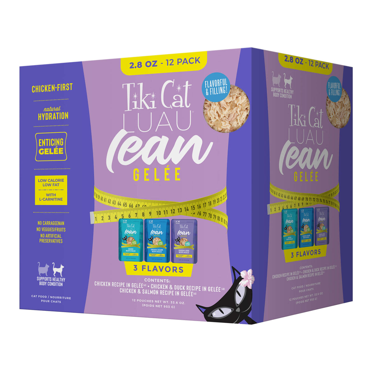Tiki Cat Luau Lean Gelee Wet Cat Food, Variety Pack, 2.8 oz  Pouch, 12 Count