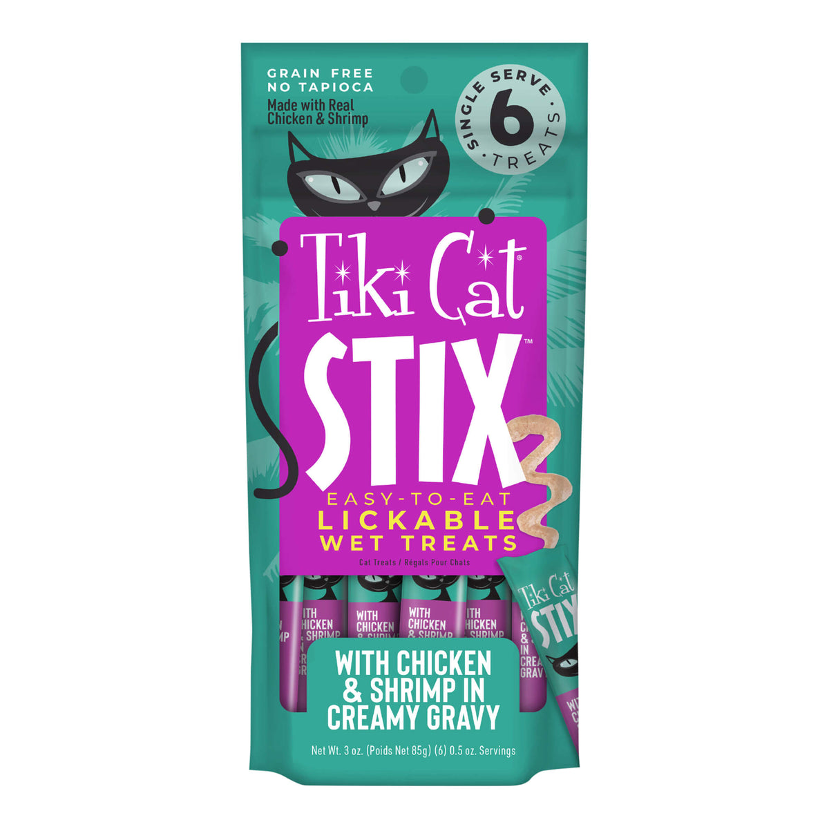 Tiki Cat Stix Wet Cat Treats, Chicken & Shrimp, 3 oz. Pouch, 12 Count