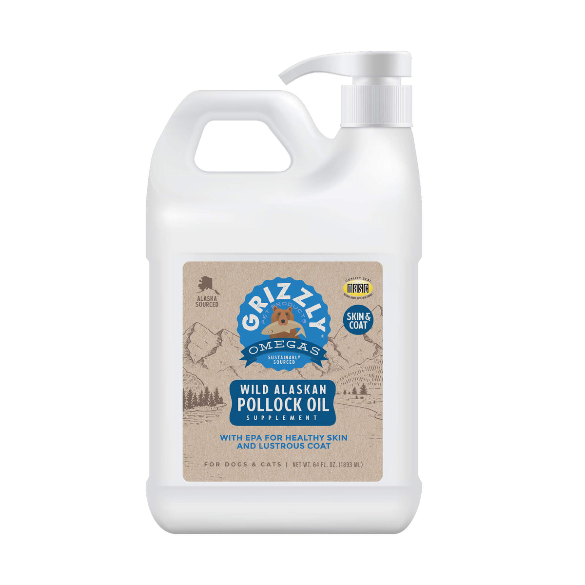 Grizzly Pollock Oil Dog Food Supplement, 64 Ounce