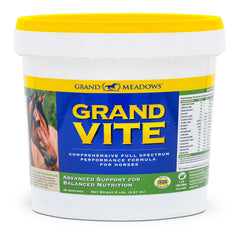 Grand Vite Horse Vitamins Supplement, 5 lb – Full Spectrum Equine Vitamins, Minerals, Amino Acids, Biotin, Omega – Daily Nutritional Support for Coat, Digestion, Senior & Breeding Horses