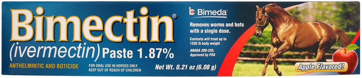 Bimectin 1.87% Ivermectin Paste Horse Wormer | Apple Flavored | 12-Pack