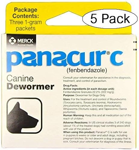 Panacur C Canine Dewormer Dogs 1 (3 Packets) Gram Each Packet Treats 10 lbs (Fiv? ???k, Yellow)