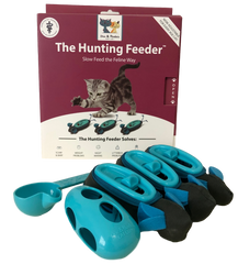 Doc and Phoebe Indoor Hunting Cat Feeder Mouse Blue; Gray 3 Pack
